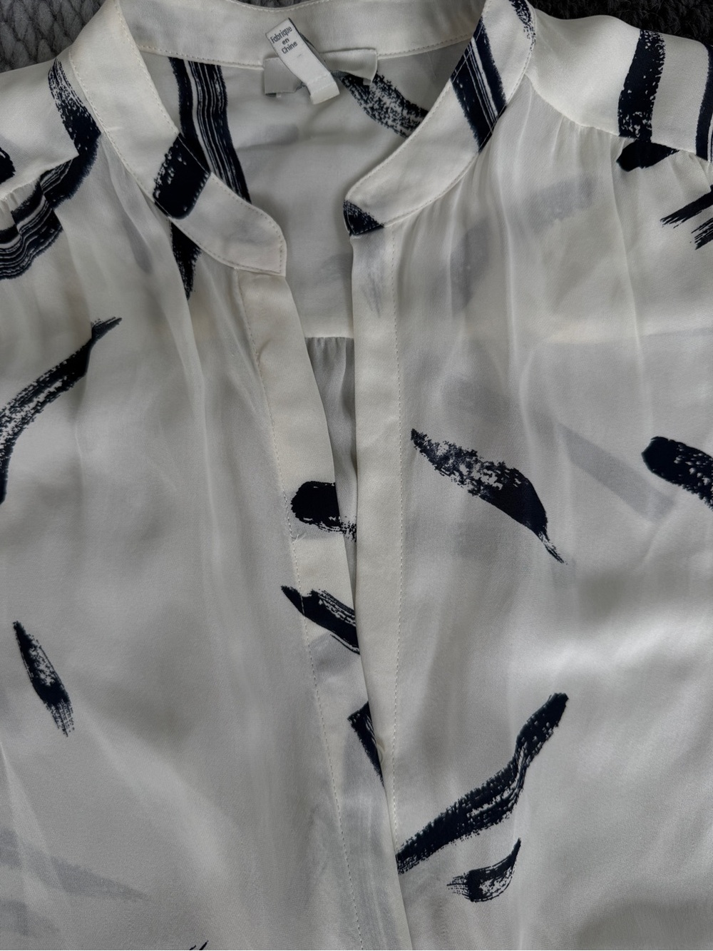 Joie Cream Blouse with Black Abstract Brush Print - Picture 3 of 5